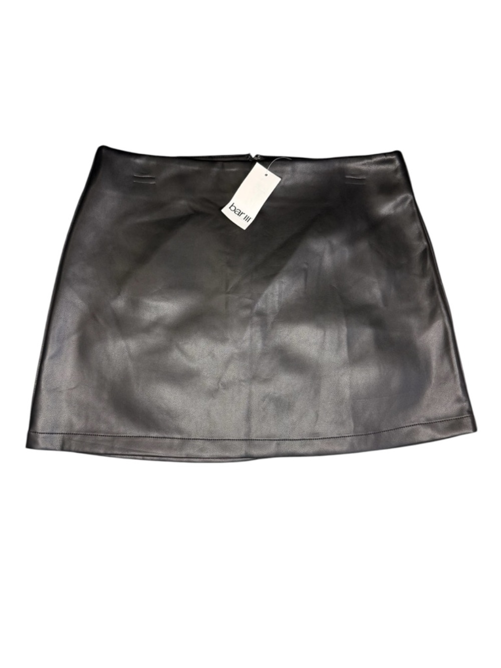Bar III Faux Leather Mini Skirt Black High Rise NWT Size M